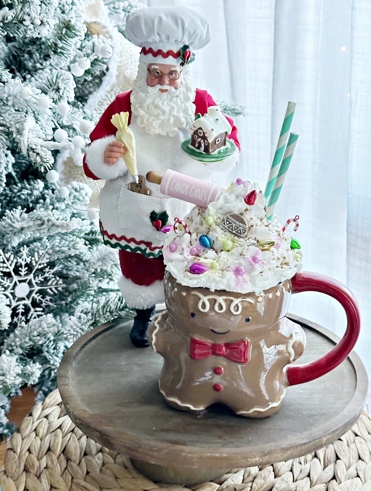 Gingerbread Mugs with Faux Whipped Cream Toppers dollar general mug