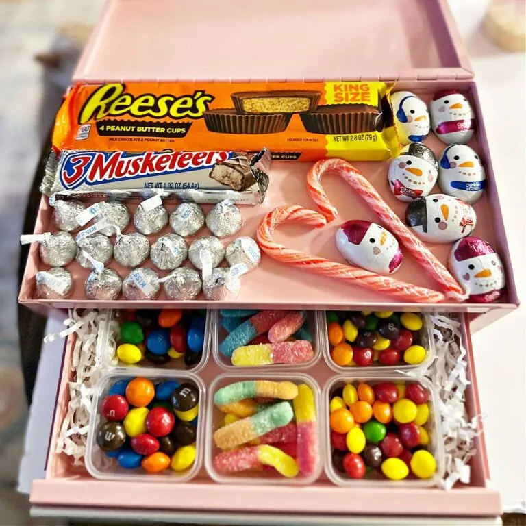 close up of tool box filled with candy and snacks