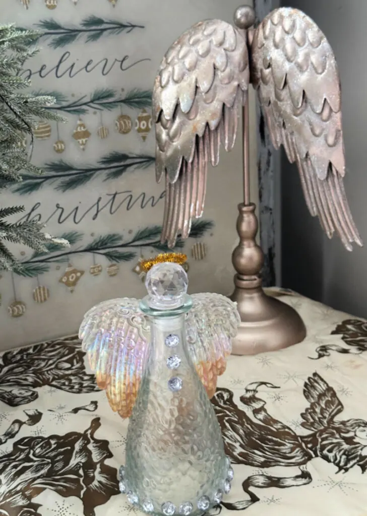 diy glass angel on table