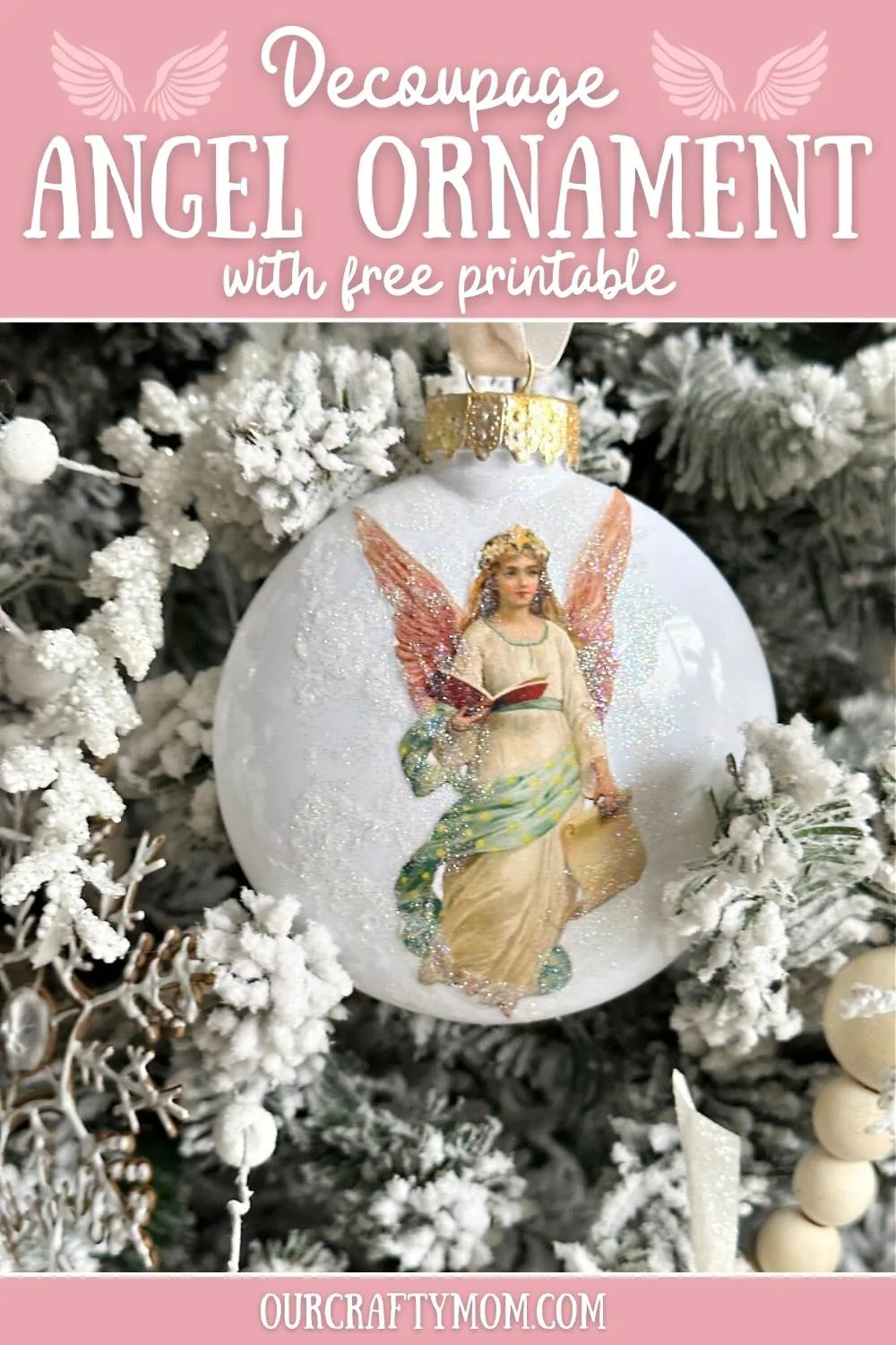 vintage angel ornament on tree