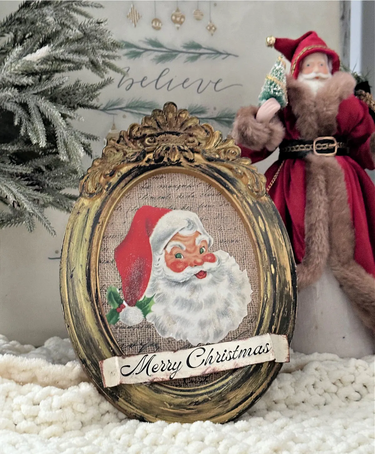 vintage ornate frame with free Santa image