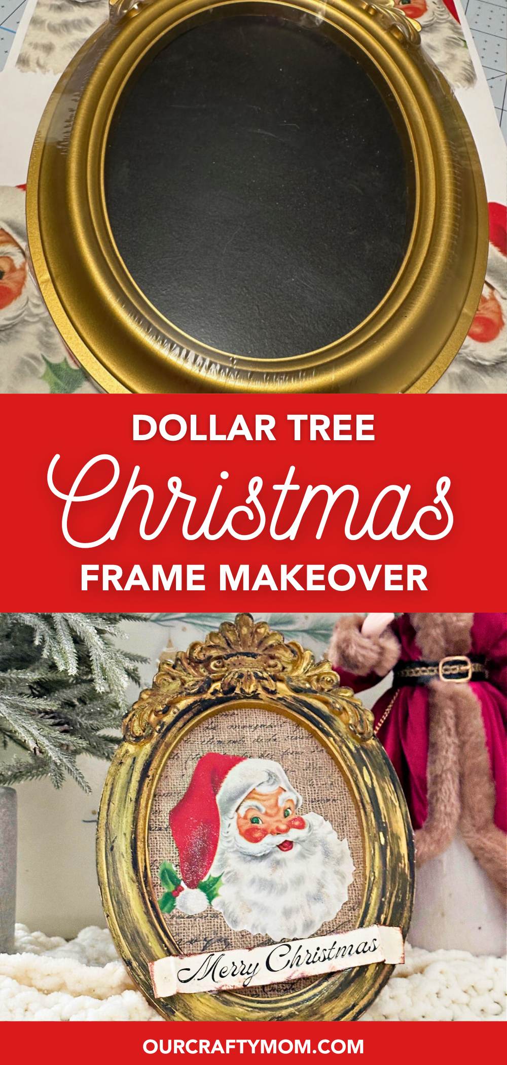 dollar tree diy vintage frame with santa printable