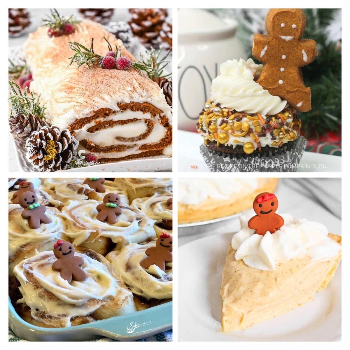 4 image collage gingerbread desserts