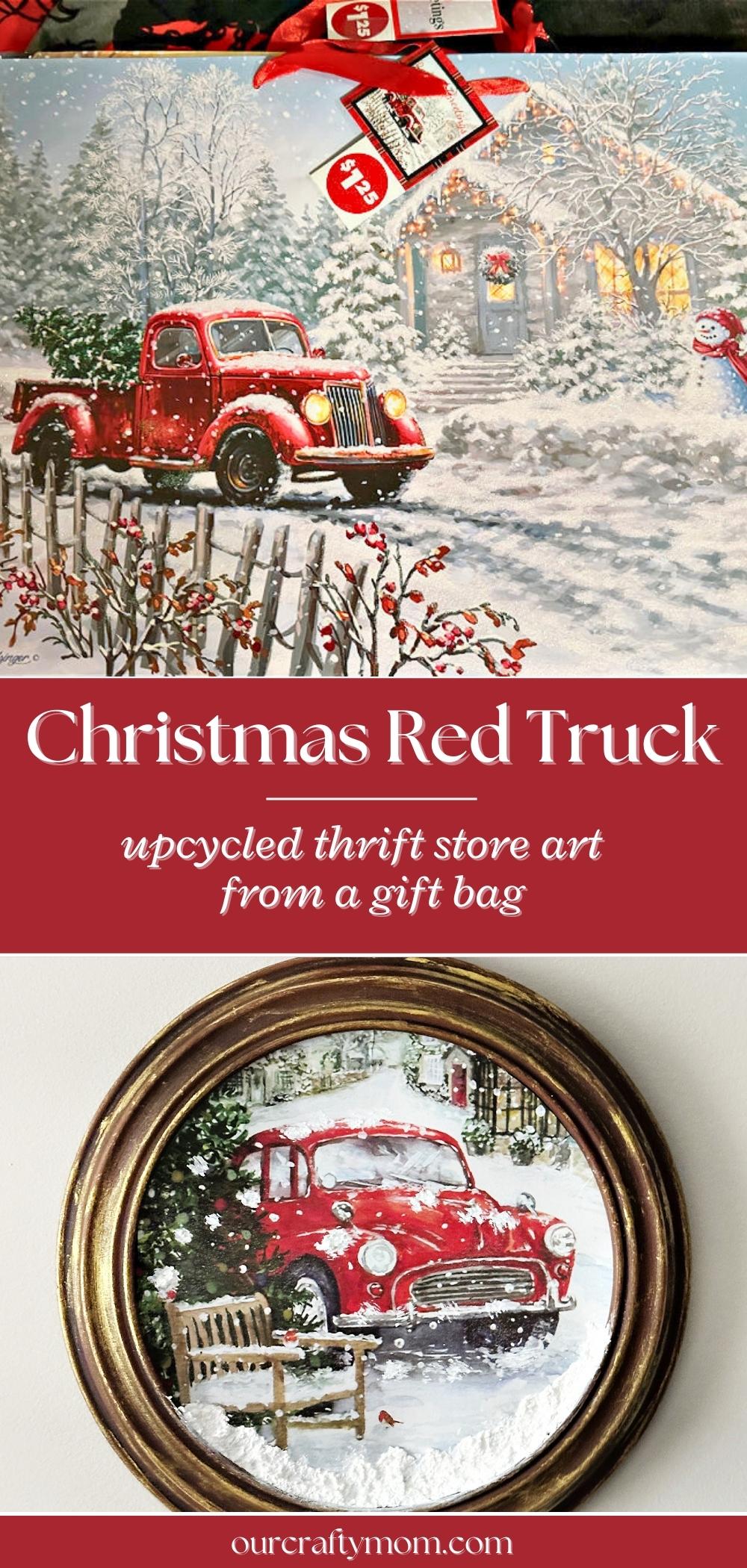 upcycled thrift store art with a gift bag