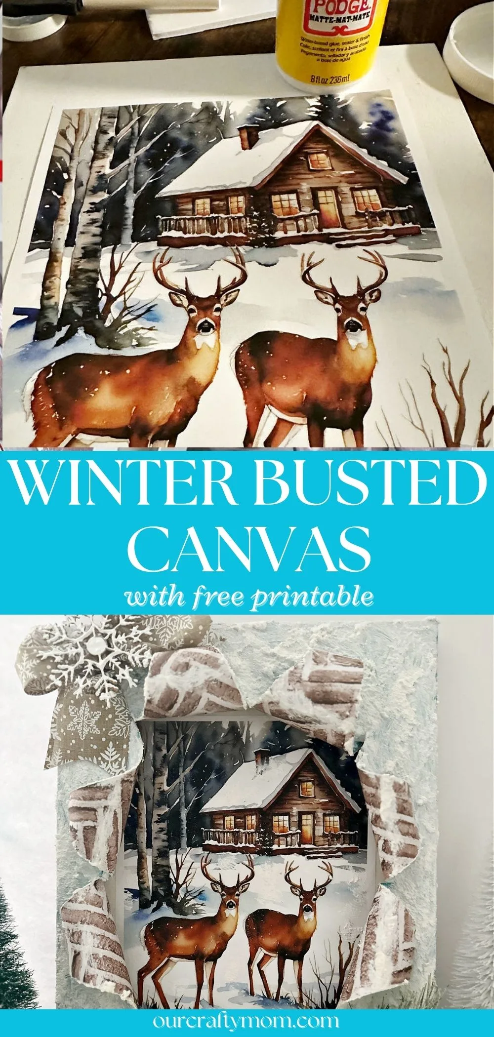 winter busted canvas collage with text