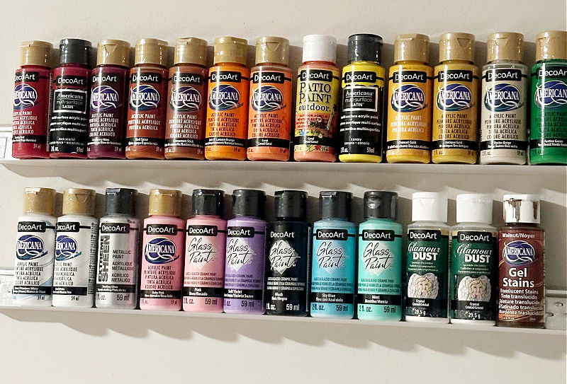 craft paint storage on wall