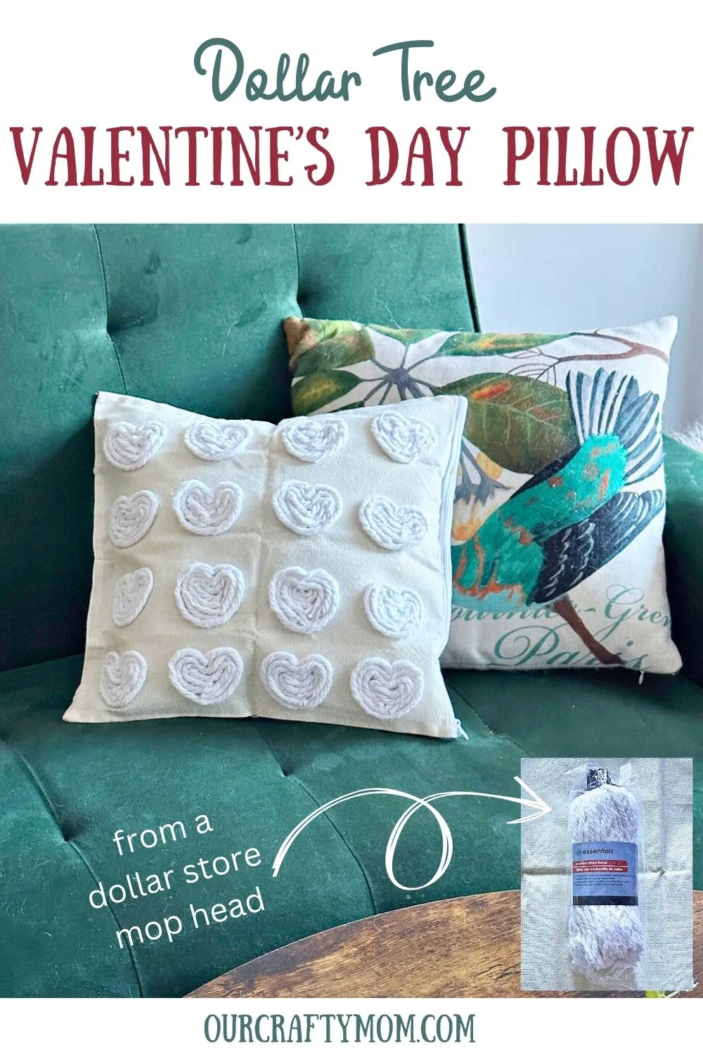 valentine's day pillow from dollar tree supplies