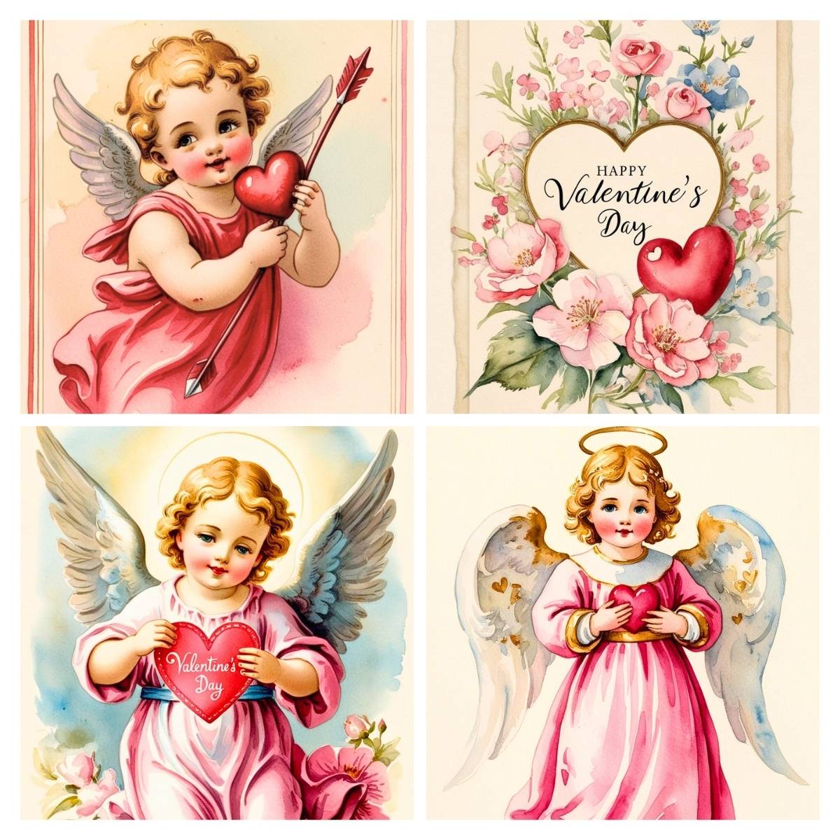 4 image collage vintage valentine printables