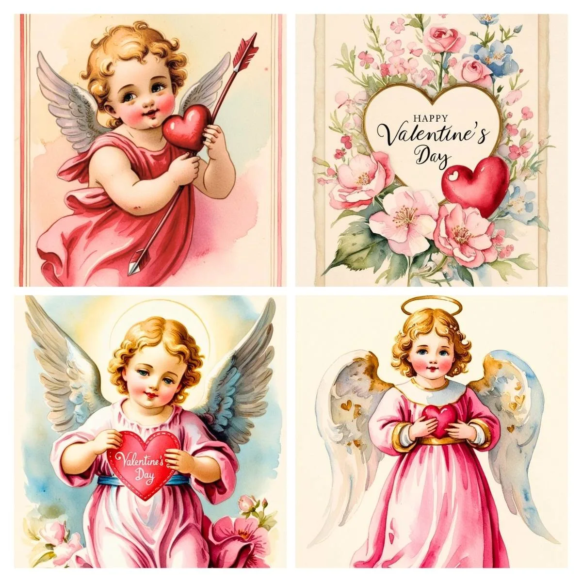 4 image collage vintage valentine printables