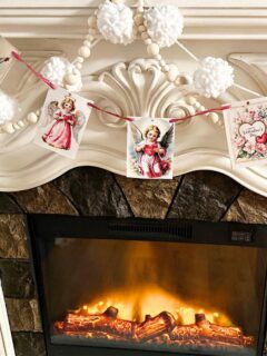 vintage valentines banner on mantel