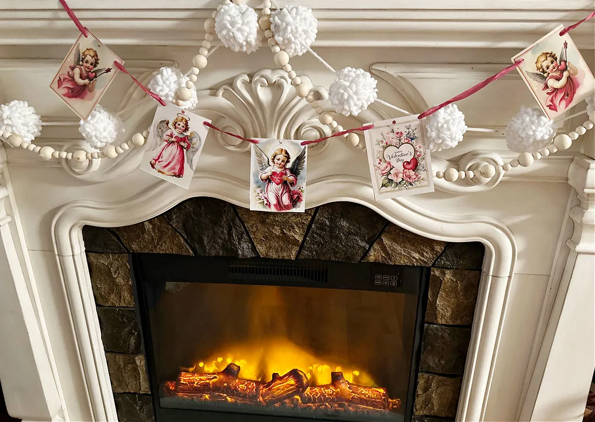 layered valentines day mantel decor