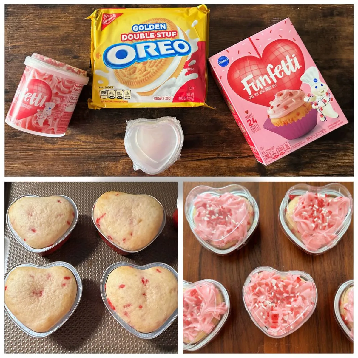mini heart cakes collage