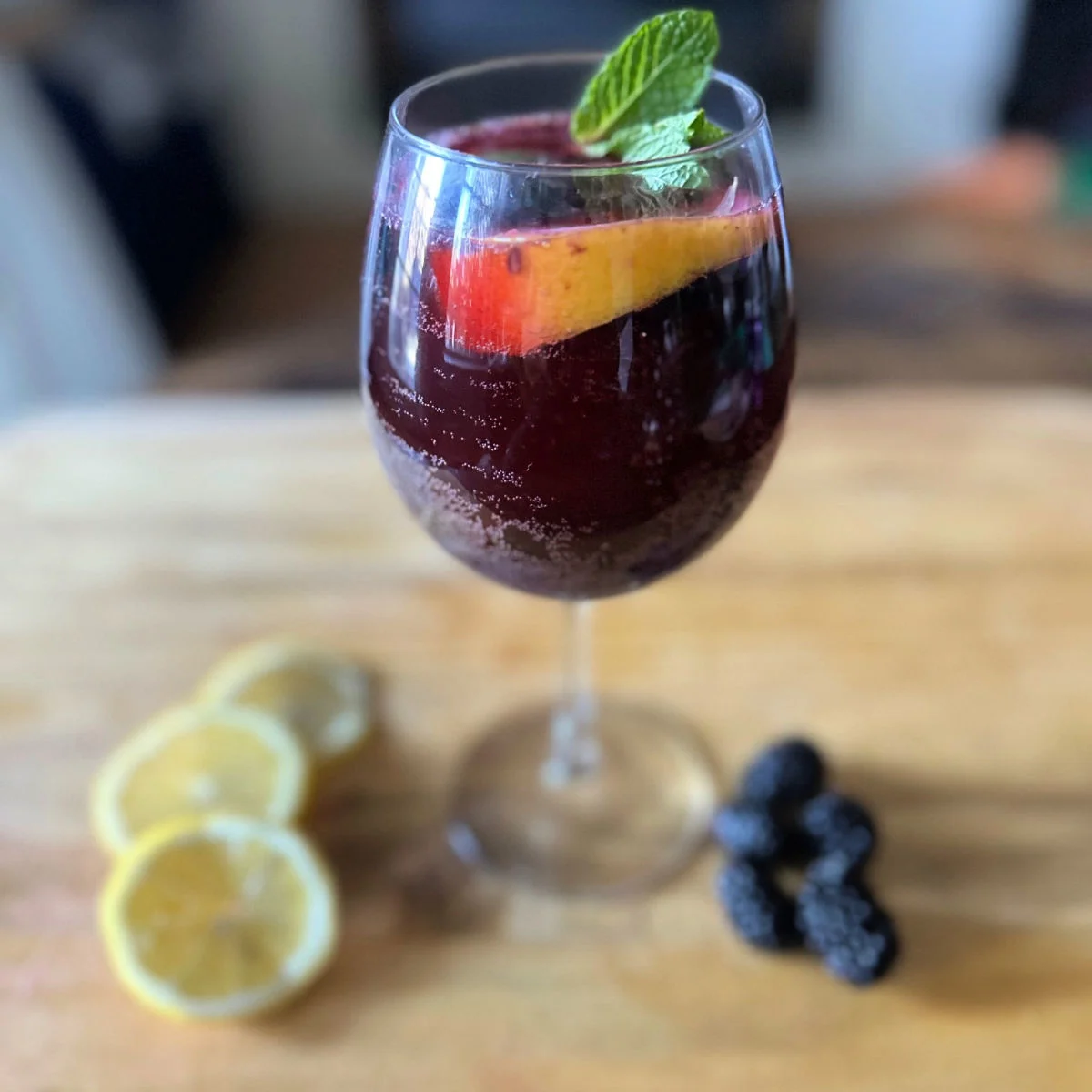 crown royal blackberry sangria with mint