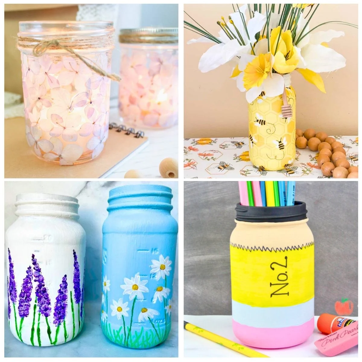 square collage with diy mason jar crafts