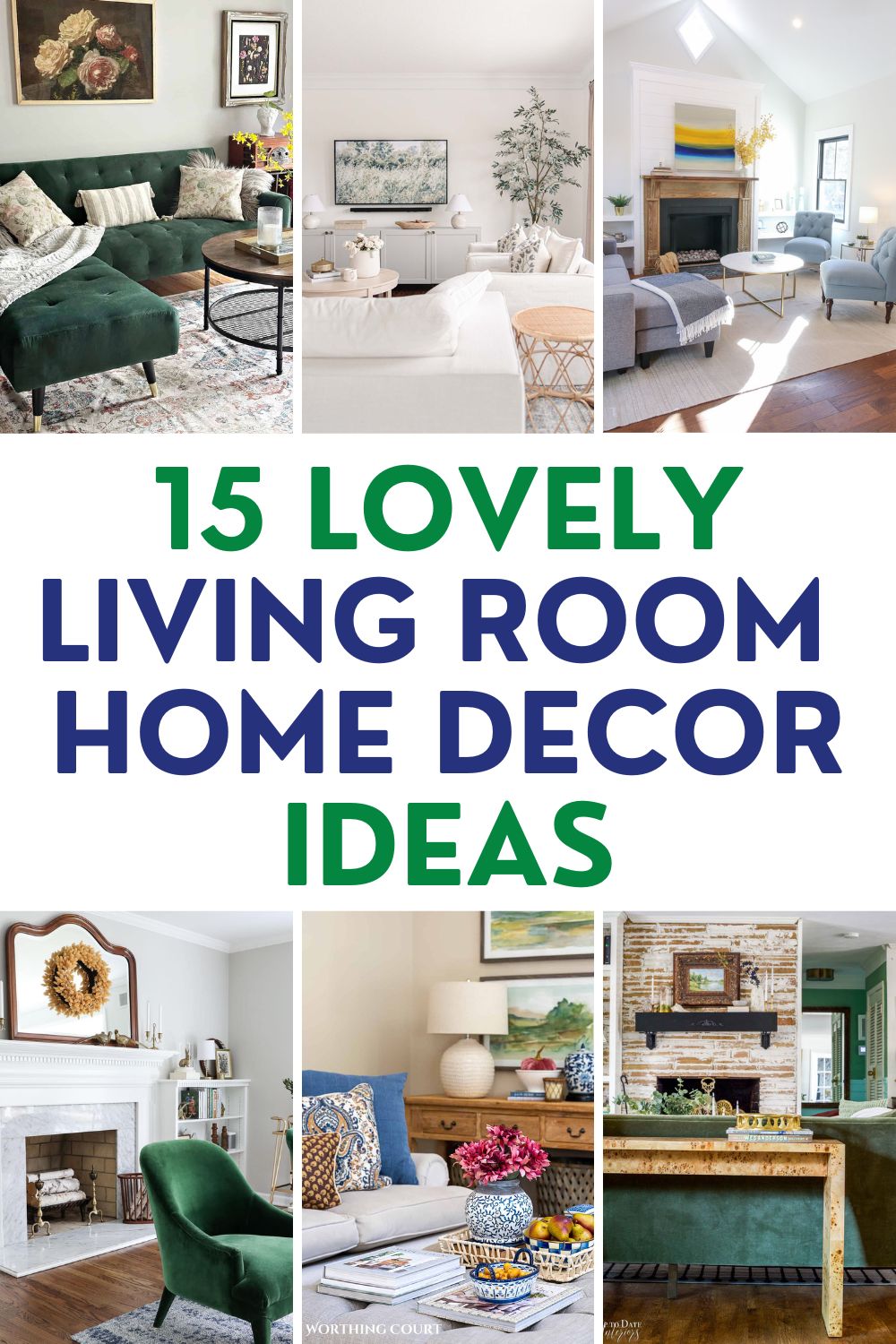 living room decor ideas collage with 6 images
