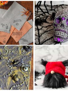 4 image collage Halloween decorations