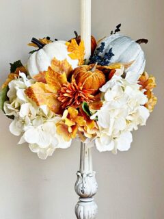 center view of fall candle holder centerpiece