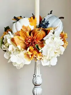 center view of fall candle holder centerpiece