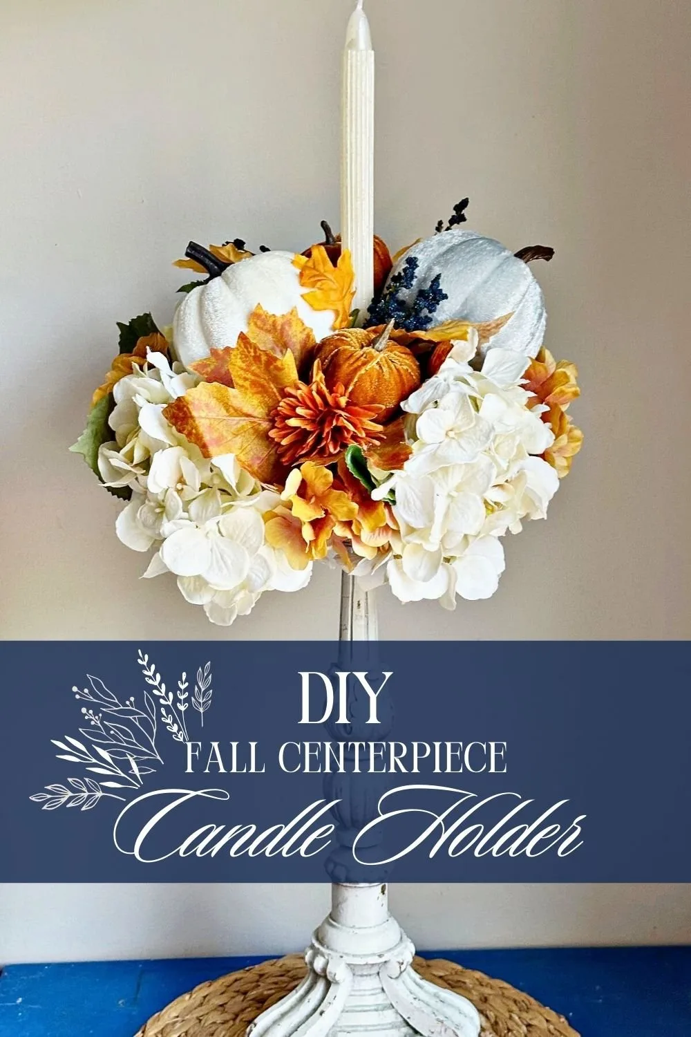 center view of fall candle holder centerpiece