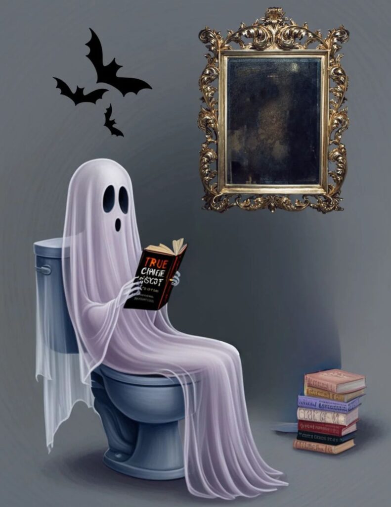 halloween ghost on toilet image