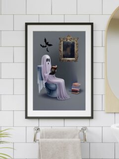 ghost printable shown in bathroom