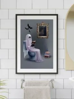 ghost printable shown in bathroom