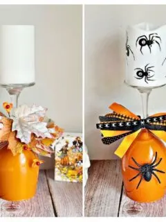 painted pumpkin wine glasses