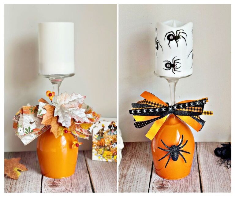 painted pumpkin wine glasses