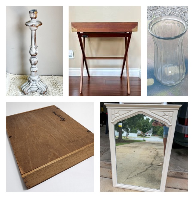 5 image collage thrift store decor team