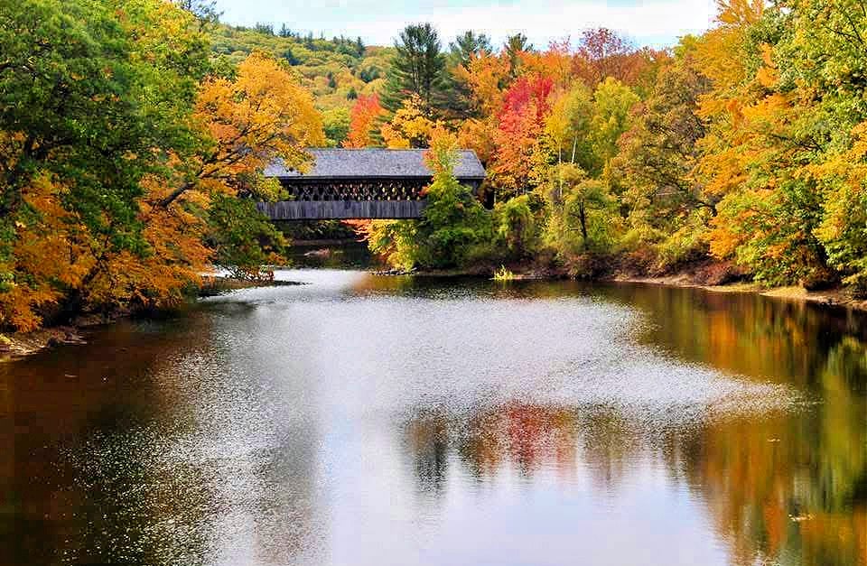 New England College bridge fall foliage