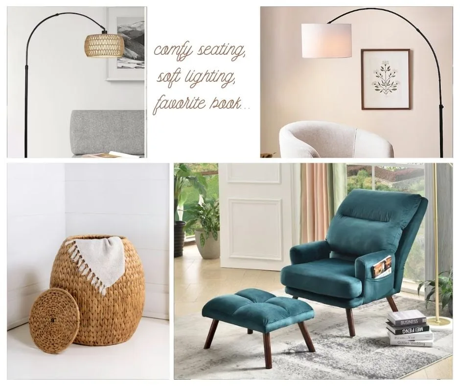 4 image collage lamp and chair