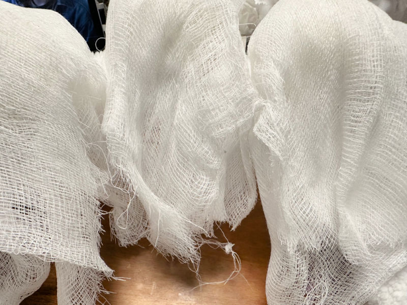 covering ghost head with cheese cloth