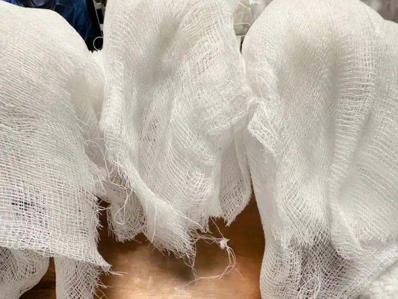 covering ghost head with cheese cloth