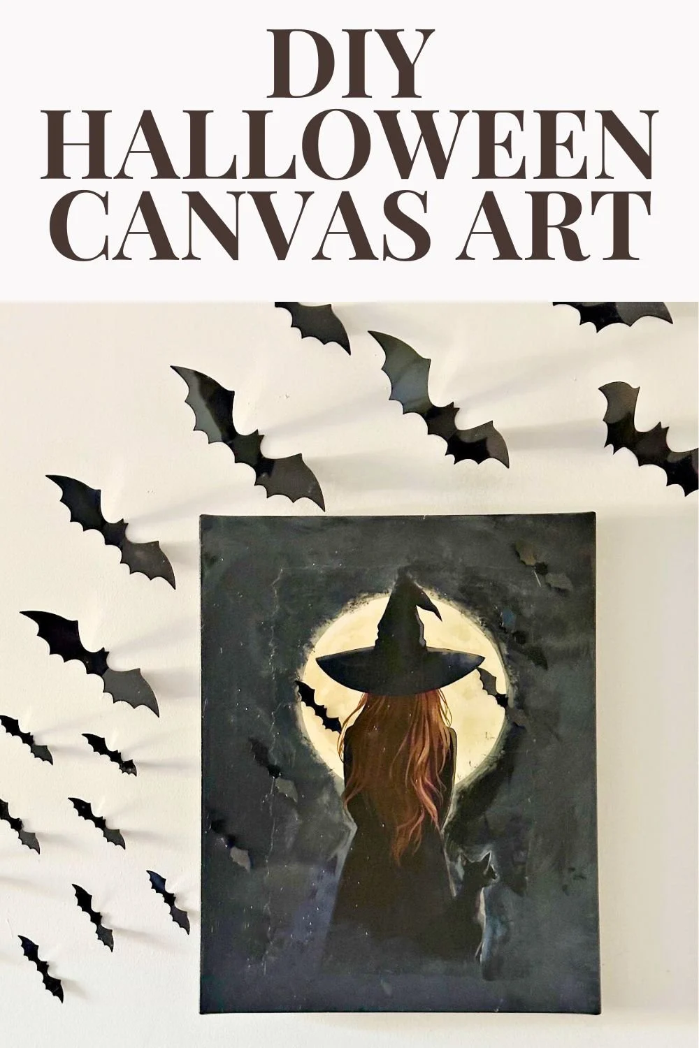 DIY Witch canvas art with free printable