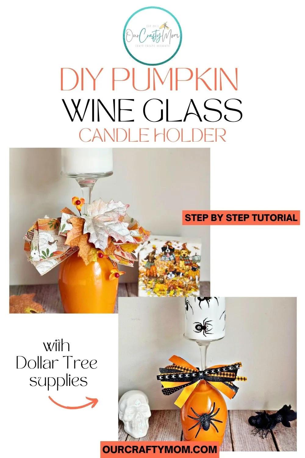 fall and Halloween pumpkin wine glasses