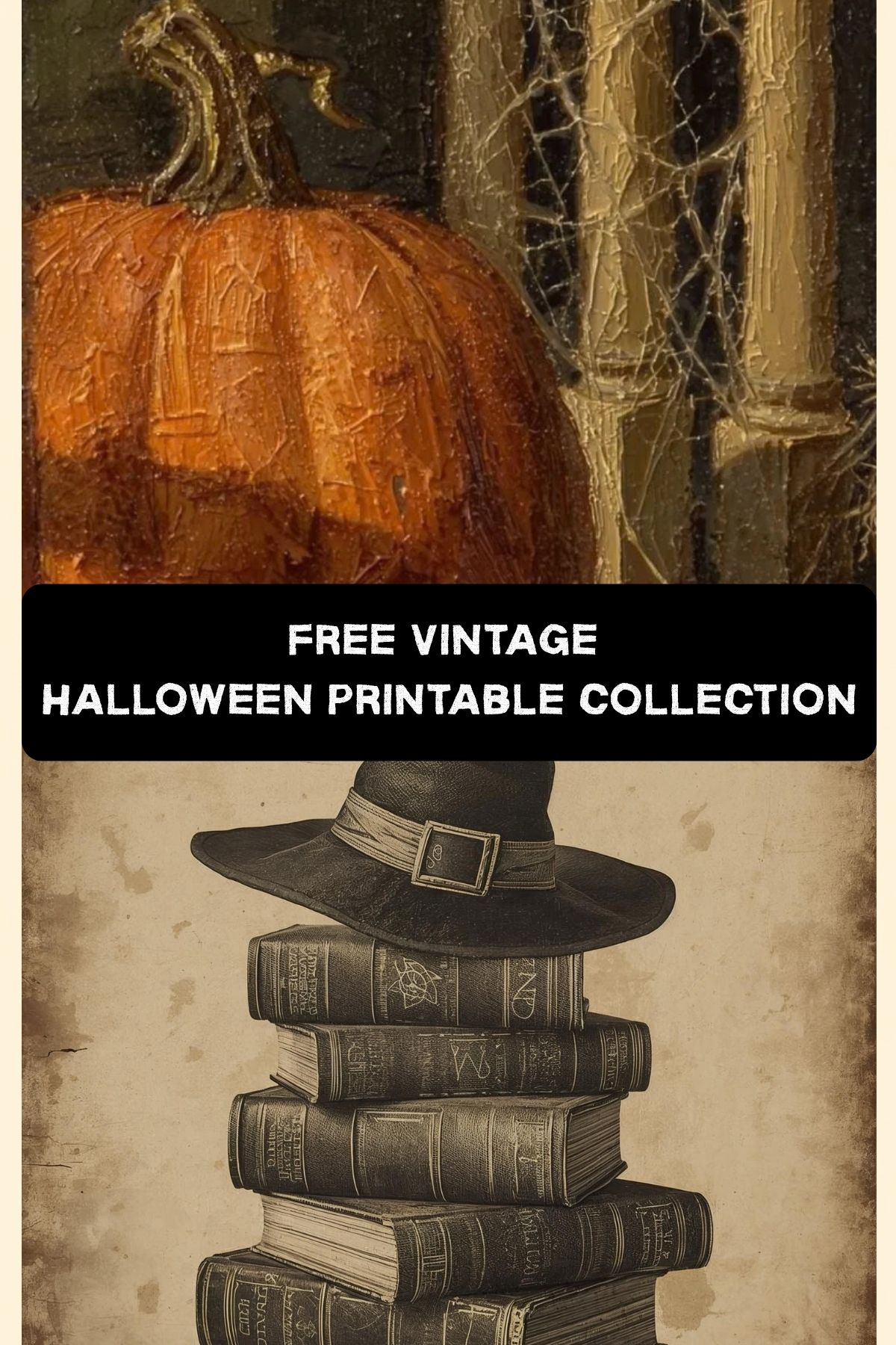 2 image collection with vintage Halloween printables