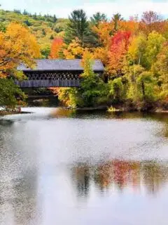 scenic fall foliage view with bridge
