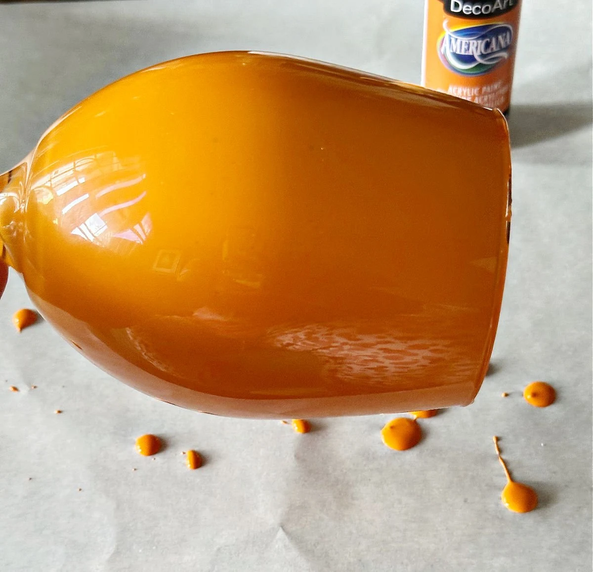 covering inside of wine glass with paint