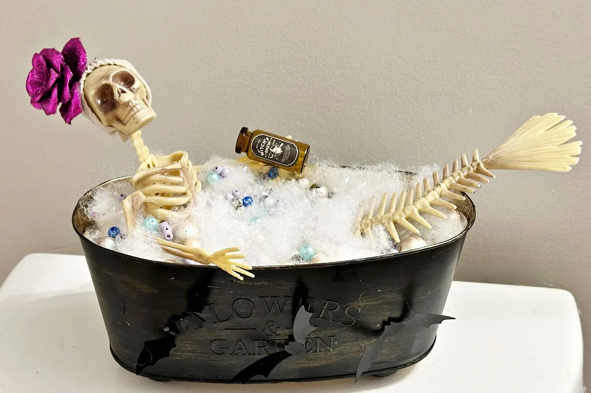 skeleton in bathtub