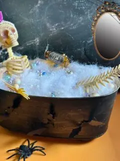 skeleton in bathtub