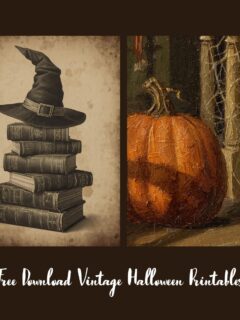 collage with 2 vintage Halloween printables