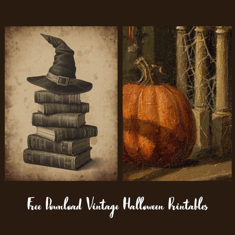 collage with 2 vintage Halloween printables