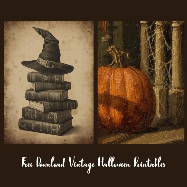 collage with 2 vintage Halloween printables