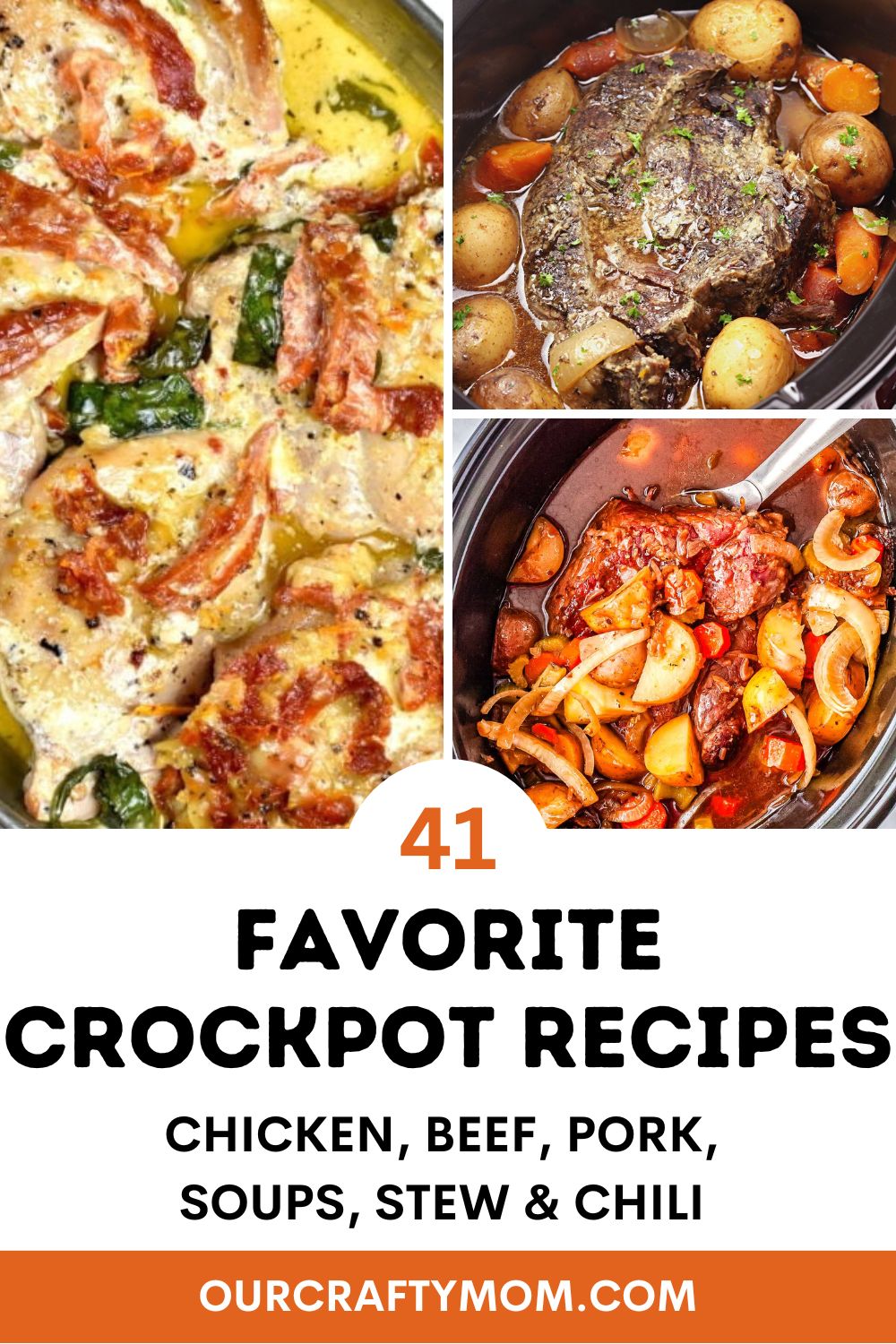3 image collage crockpot dinner recipes