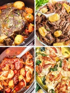 collage with crockpot dinner recipes