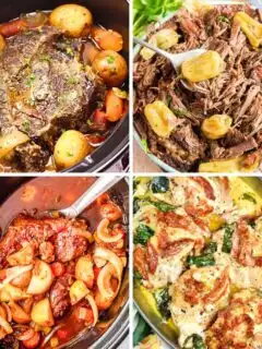 collage with crockpot dinner recipes