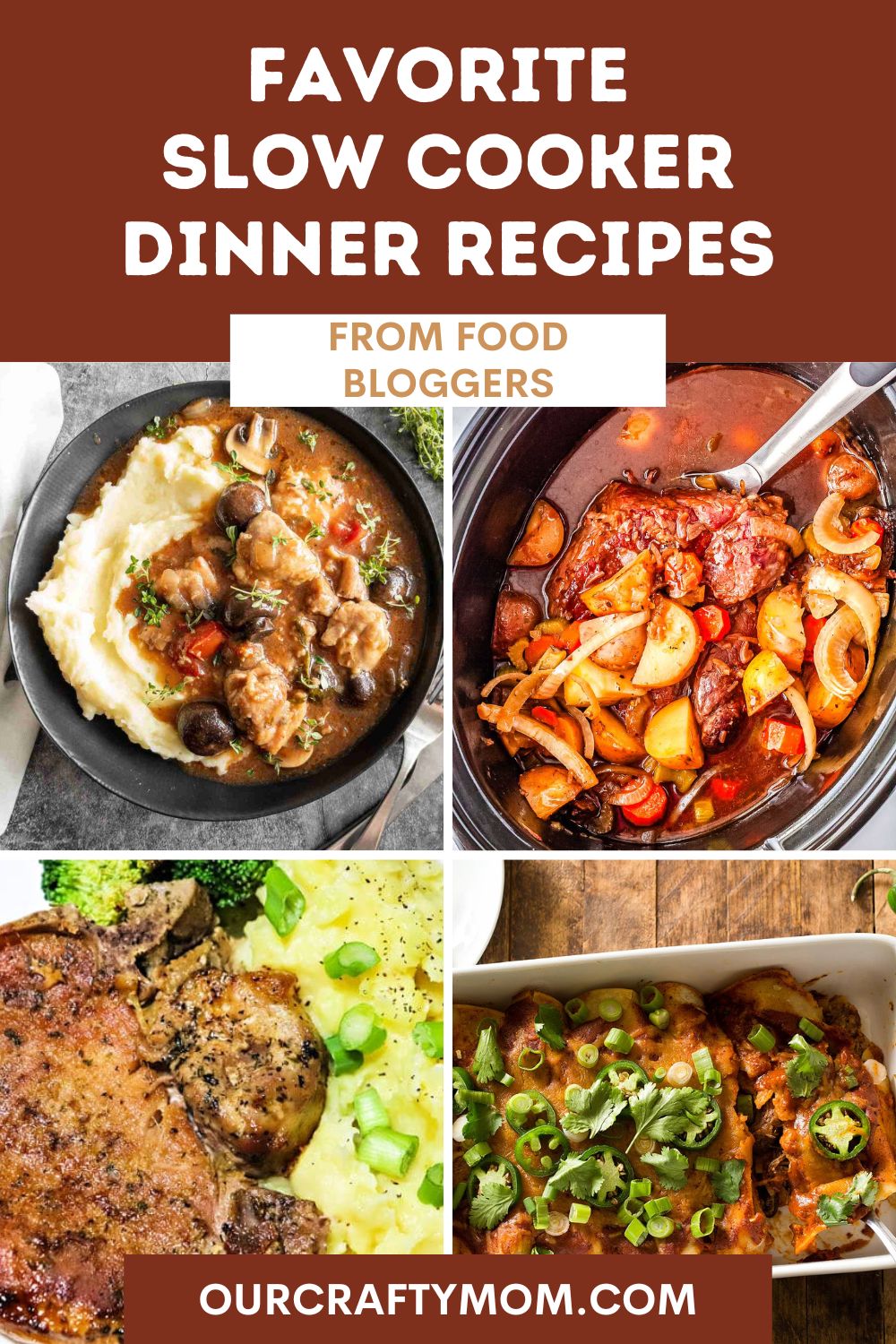 collage with 4 crockpot dinner recipes