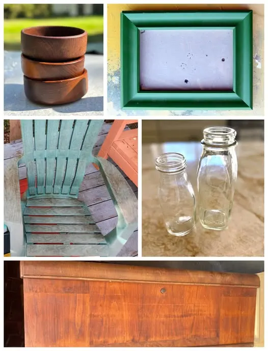 collage with 5 images thrift store makeovers