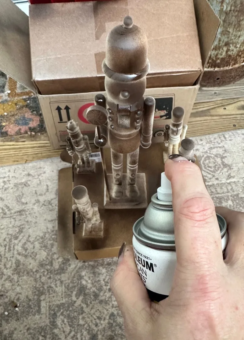 painting wood nutcrackers with spray paint