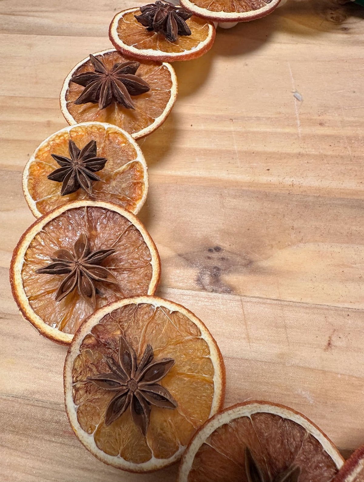 dried wreath with orange slices